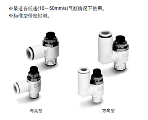 SMC speed control valve for low speed control with quick change connector AS12, AS22, AS13, AS23 Dimensions Sample Parameter Selection Manual