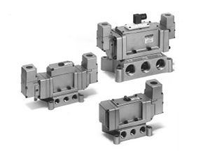 SMC 5通先导式电磁阀/弹性密封VP4150，VP4170外形尺寸样本参数选型手册