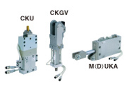 SMC clamping (pin) cylinder CKU, CKQR, MDUKA, CKGV, CKZP, overall dimensions sample parameter selection manual