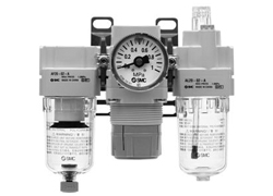 SMC air combination components AC10, AC20, AC30, AC40, AC50, AC55, AC60 outline dimensions sample parameter selection manual