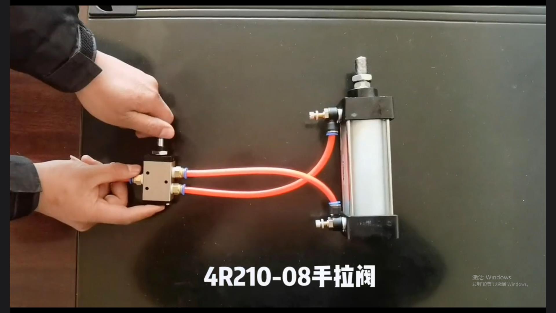 Application case display of hand valve controlling a cylinder