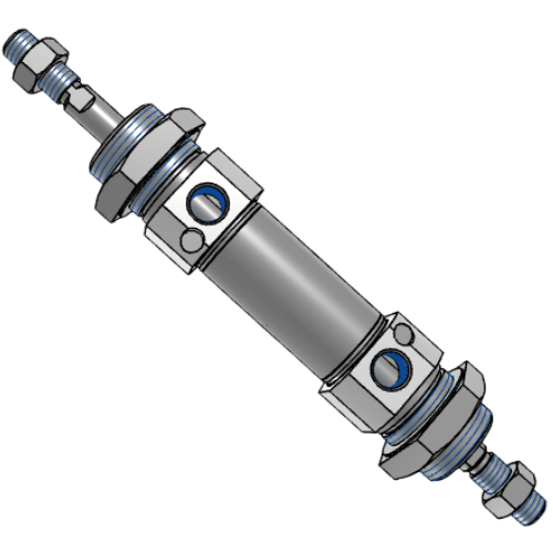 Double outlet mini cylinder with air buffer MICD16X15S