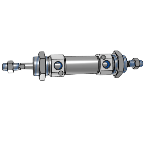 Double outlet mini cylinder with air buffer MICD16X250