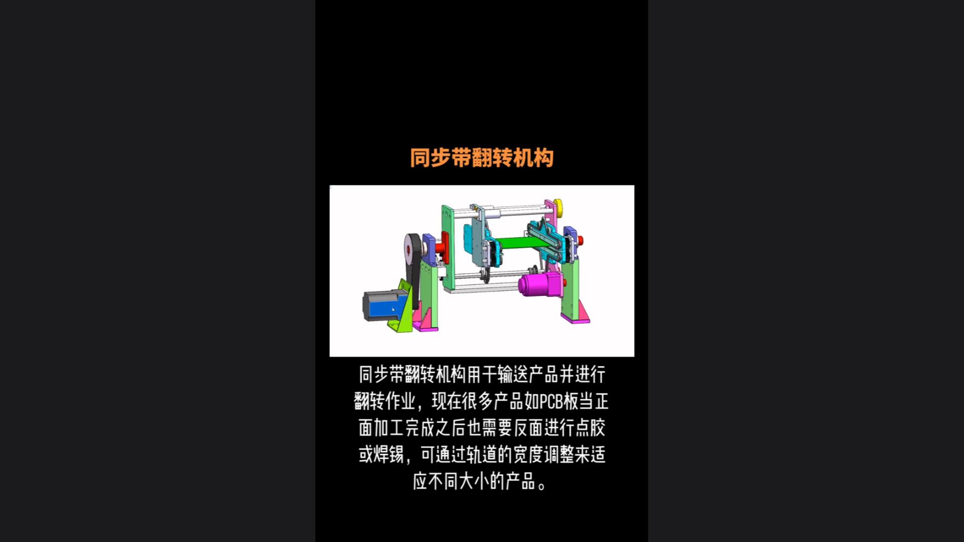 3D animation display of the function and principle of synchronous belt flipping mechanism