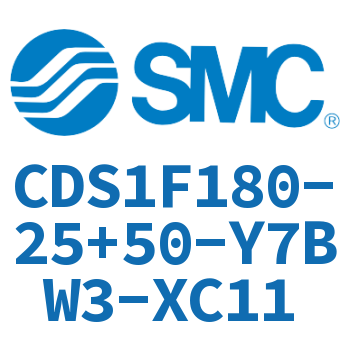 Rod side flanged standard cylinder-CDS1F180-25+50-Y7BW3-XC11